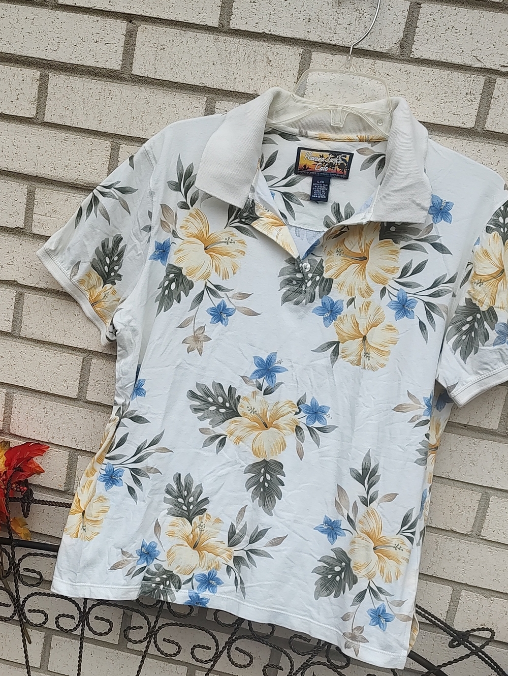 Floral Polo Shirt with Yellow & Blue Flowers